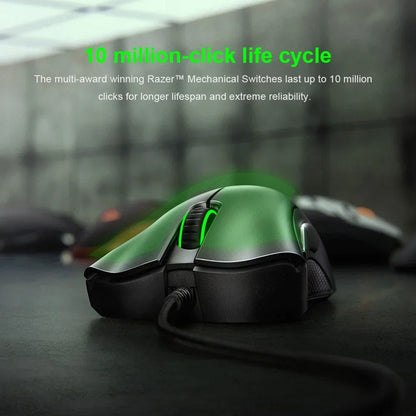 Original razer deathadder essencial wired gaming mouse ratos 6400dpi sensor óptico 5 botões independentes para computador portátil gamer