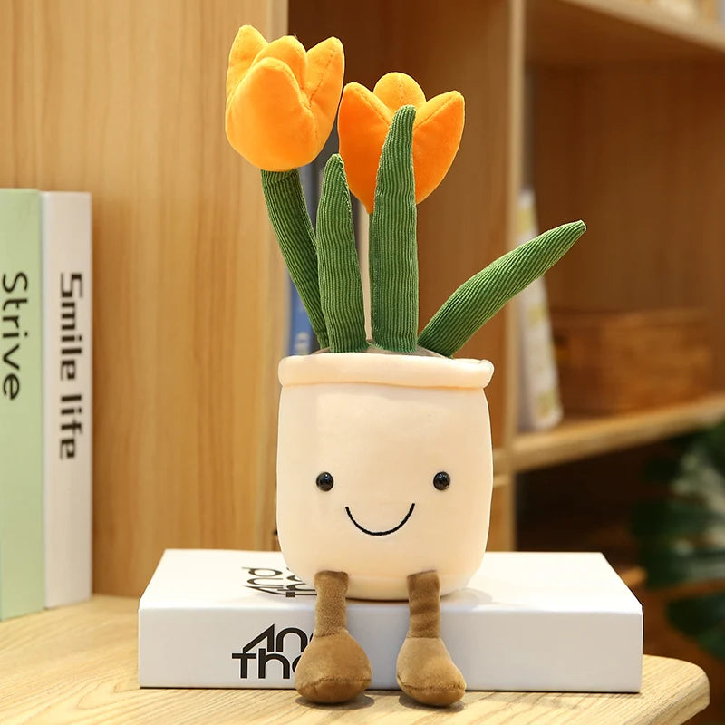 Cartoon Cute Hot Sale Cake Plush Doll Pendant Succulent Flower Tulip Plant Potted Plush Toy Home Decoration Gift For Children
