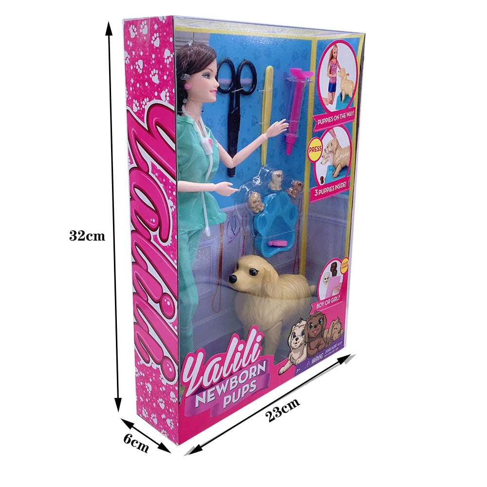 New DIY 30cm Princess Doll and Will Give Birth to Small Dogs Big Dog Toy for Children Playing Games Girl's Birthday Gift