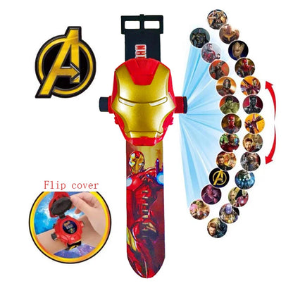 Disney Marvel Figure Spiderman Minnie McQueen 24 Projection Watch Digital Clock Student Wristwatches Kids Toy Boy Birthday Gifts