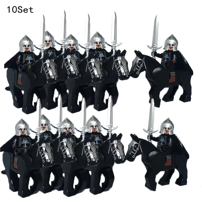 new 10sets Knights Dark Sauron Battle Five Armies with Sword Rohan with horse blocks kids toy