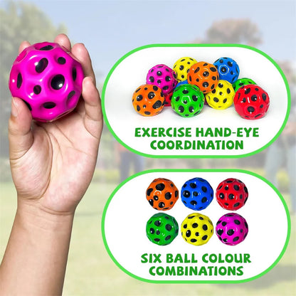 Space Moon Bouncy Balls for Kids Multicolor Spaceballs Super High Bouncing Easy to Grip and Catch Jumping Toy for Stress Relief