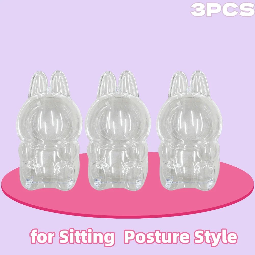 For Labubu Transparent Protective Cover Monster Labubu V2 Sit Party Transparent Protective Shell Monster Toy Storage Case