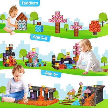 Magnetic Building Blocks Mine World Magnet Cube Set for Boy Girl Kid Age 3+ DIY Model Children STEM Educational Sensory Toy