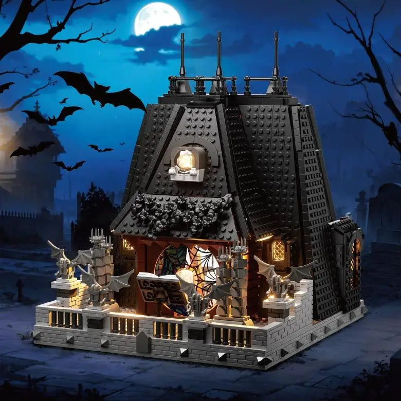 2419pcs Wednesday Addams Building blocks Set Creative Movie Game Black House Modular Buildings Bricks Toys for Kids Adults Gifts