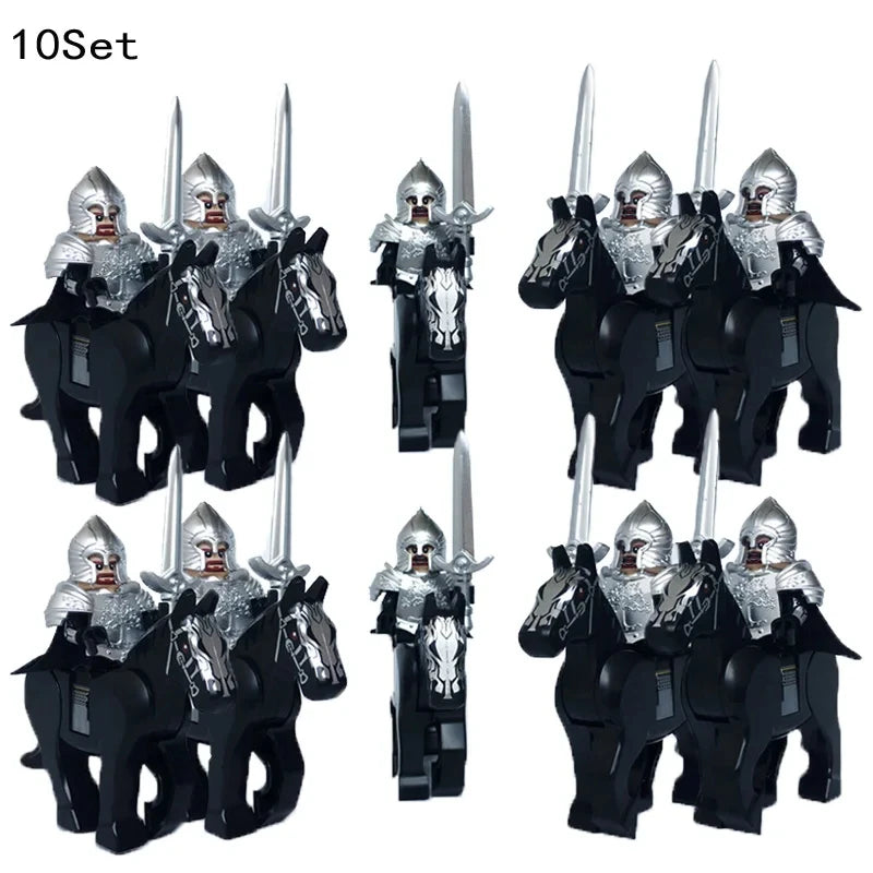 new 10sets Knights Dark Sauron Battle Five Armies with Sword Rohan with horse blocks kids toy