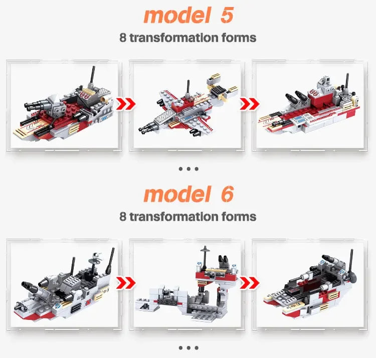 Navy War Chariot Ship Army Boat Plane Model Warships Building Blocks Compatible With Lego Construction Set for Boys Bricks Toys