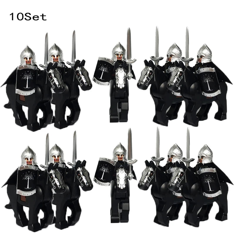 new 10sets Knights Dark Sauron Battle Five Armies with Sword Rohan with horse blocks kids toy