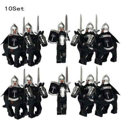 new 10sets Knights Dark Sauron Battle Five Armies with Sword Rohan with horse blocks kids toy