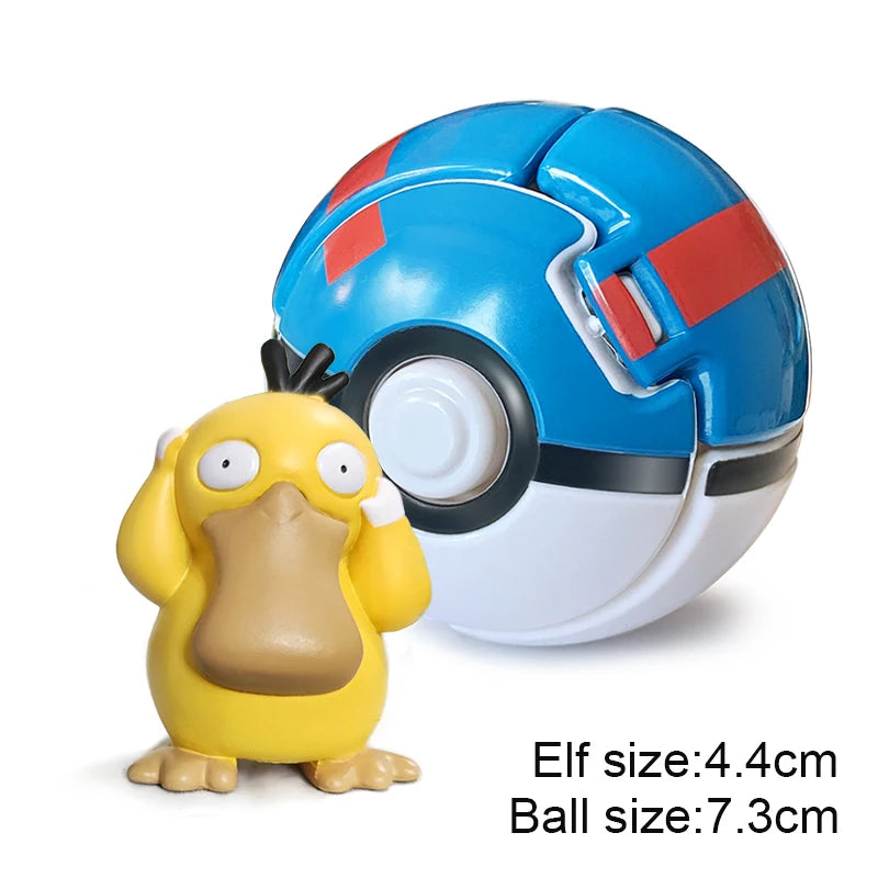 Pokemon Pokeball Anime Figure Pikachu Charizard Psyduck Pocket Monster Elf Ball Kids Toys Action Model Children's Birthday Gifts