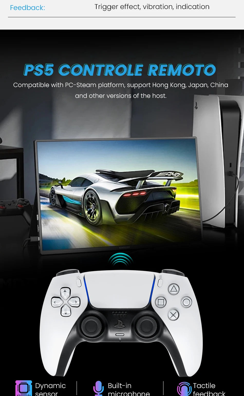 Sony ps5 controlador sem fio original playstation 5 acessórios de console de jogo controle remoto dualsense controlador sem fio