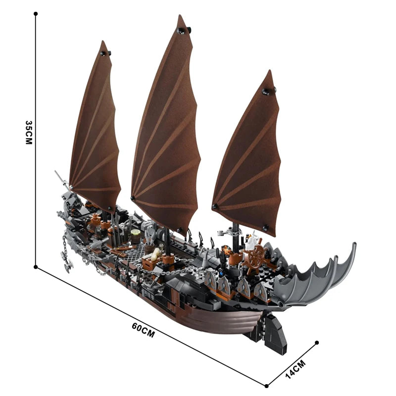LOTR Ambush Ship Pirates Of Caribbean Reveng Warship Black Pearl Sailboat Building Block Bricks  Assembly Toy Kid Gift