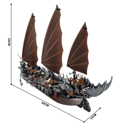 LOTR Ambush Ship Pirates Of Caribbean Reveng Warship Black Pearl Sailboat Building Block Bricks  Assembly Toy Kid Gift