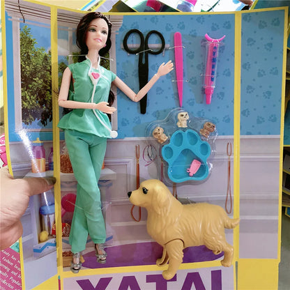 New DIY 30cm Princess Doll and Will Give Birth to Small Dogs Big Dog Toy for Children Playing Games Girl's Birthday Gift