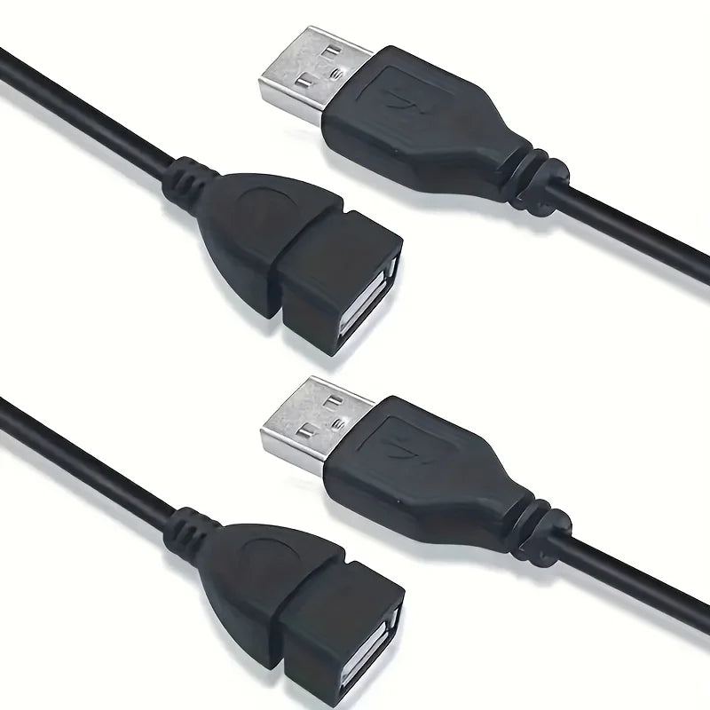 2pcs 3.3ft USB 2.0 A Male to A Female Data Sync Black Charger Extension Cable Cord USB A for PC Laptop Keyboard Extender Cord