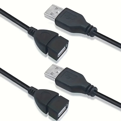 2pcs 3.3ft USB 2.0 A Male to A Female Data Sync Black Charger Extension Cable Cord USB A for PC Laptop Keyboard Extender Cord