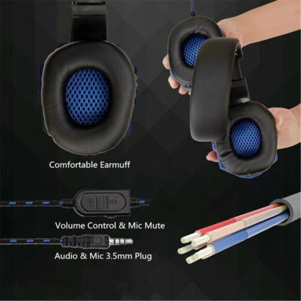 Gaming Headset com fio com microfone com cancelamento de ruído, Gamer ajustável, PS4, PS5, Xbox, Smartphone, PC, 120 °