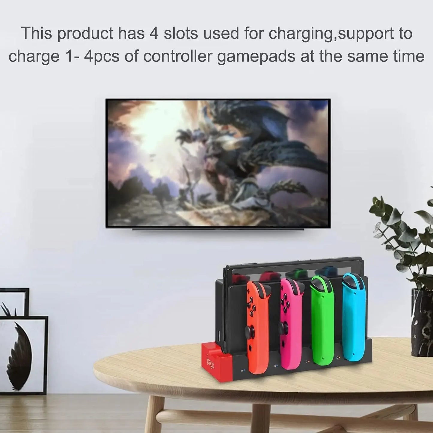 IPEGA PG-9186 Joycon Charging Dock Station for Switch&OLED - Charges Up To 4 Controllers, Compatible with Switch and OLED Model