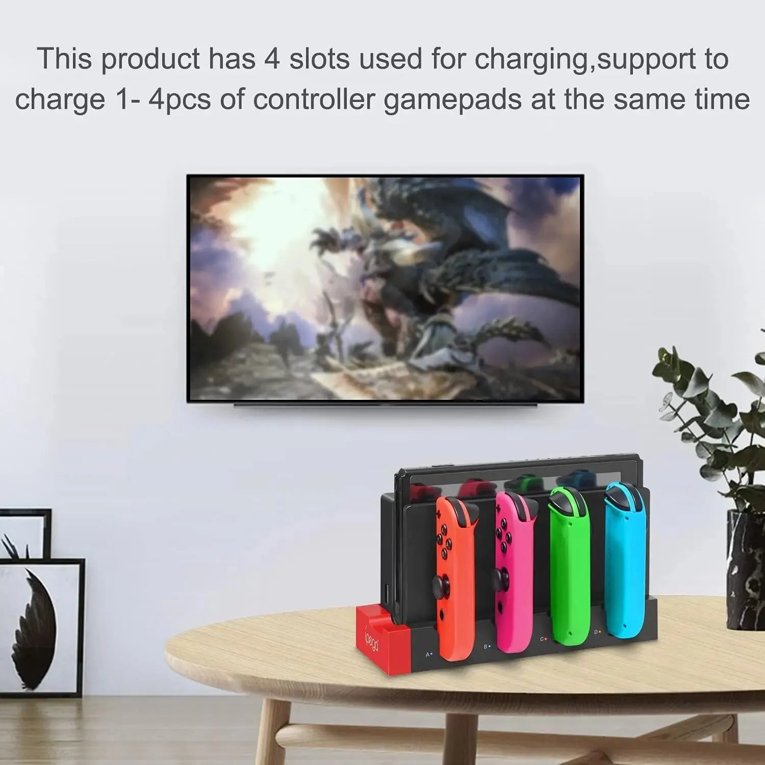 IPEGA PG-9186 Joycon Charging Dock Station for Switch&OLED - Charges Up To 4 Controllers, Compatible with Switch and OLED Model
