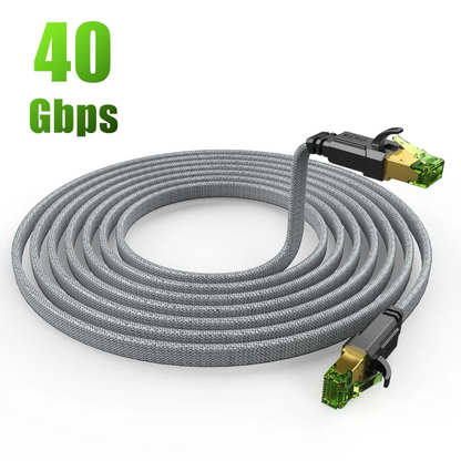 MIZIQIER long CAT 8 Flat Network Internet Cable 40Gbps SFTP RJ45 LAN Cable Patch Cord for Modem Router Gaming PC PS4/5/6 Xbox