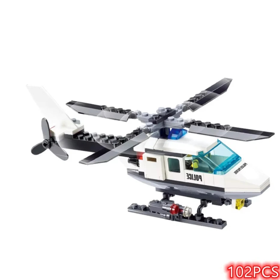 NEW DIY MOC City SWAT Super Police Sports Car Truck Dual-Rotor Helicopter Famous Building Blocks Bricks Kits Classic Model