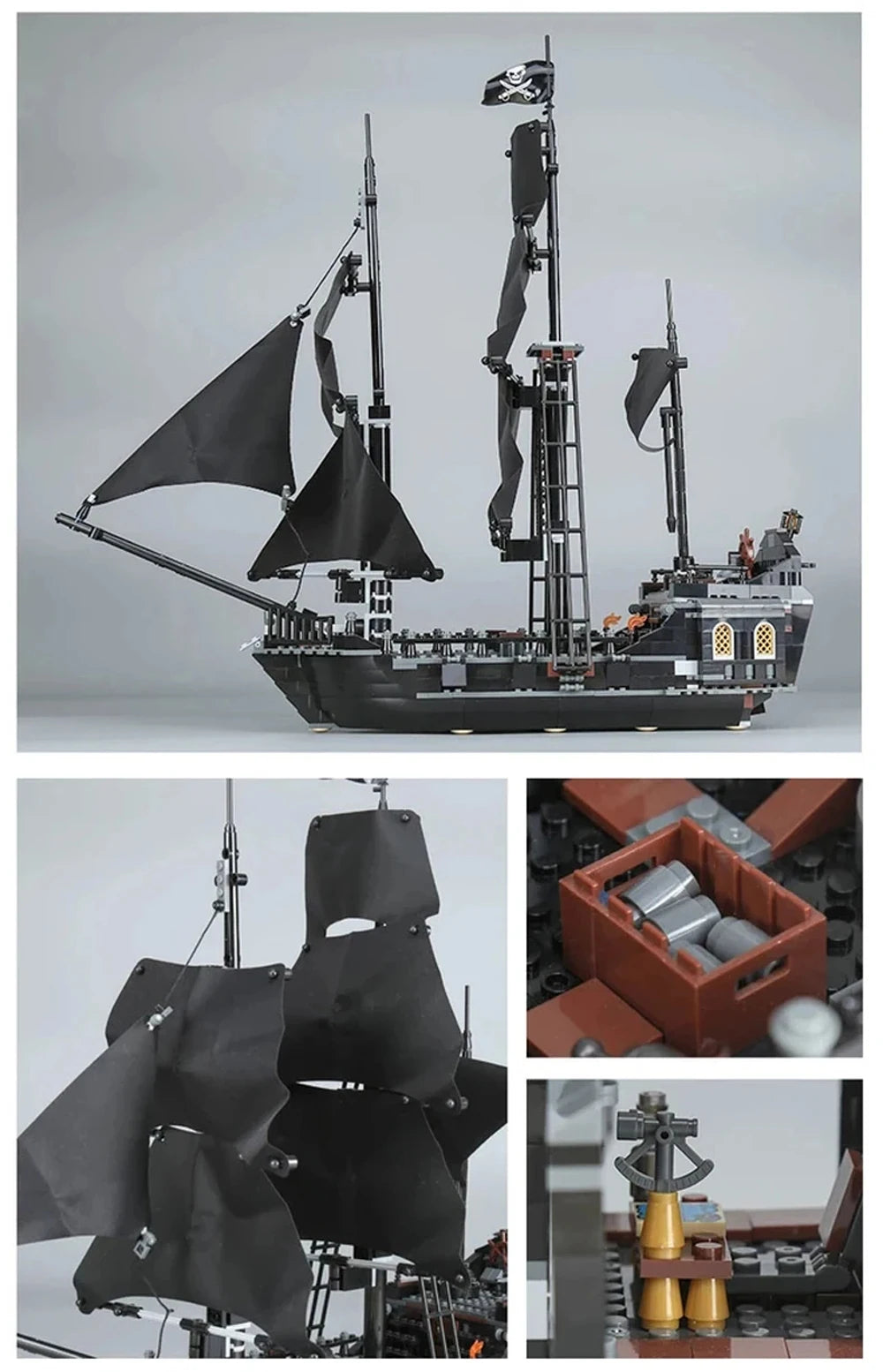 LOTR Ambush Ship Pirates Of Caribbean Reveng Warship Black Pearl Sailboat Building Block Bricks  Assembly Toy Kid Gift
