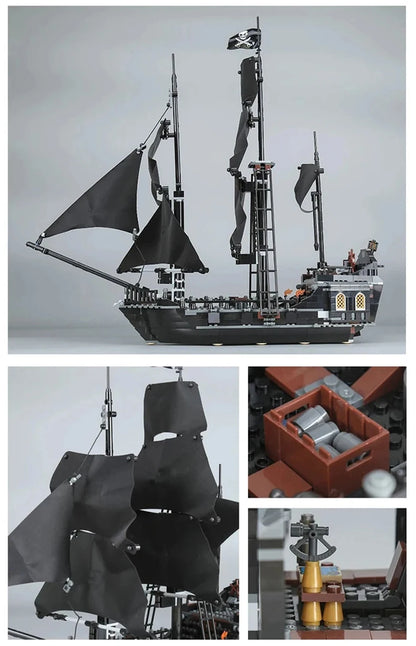 LOTR Ambush Ship Pirates Of Caribbean Reveng Warship Black Pearl Sailboat Building Block Bricks  Assembly Toy Kid Gift