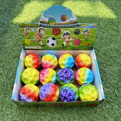 Space Moon Bouncy Balls for Kids Multicolor Spaceballs Super High Bouncing Easy to Grip and Catch Jumping Toy for Stress Relief