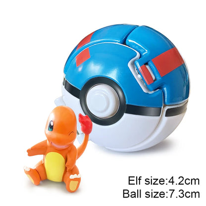 Pokemon Pokeball Anime Figure Pikachu Charizard Psyduck Pocket Monster Elf Ball Kids Toys Action Model Children's Birthday Gifts