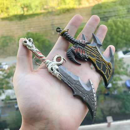 New God of War Ragnarok Keychain Kratos Ares Thor's Hammer Mjolnir Blades of Exile Leviathan Axe Weapon Penant Key Chain Jewelry