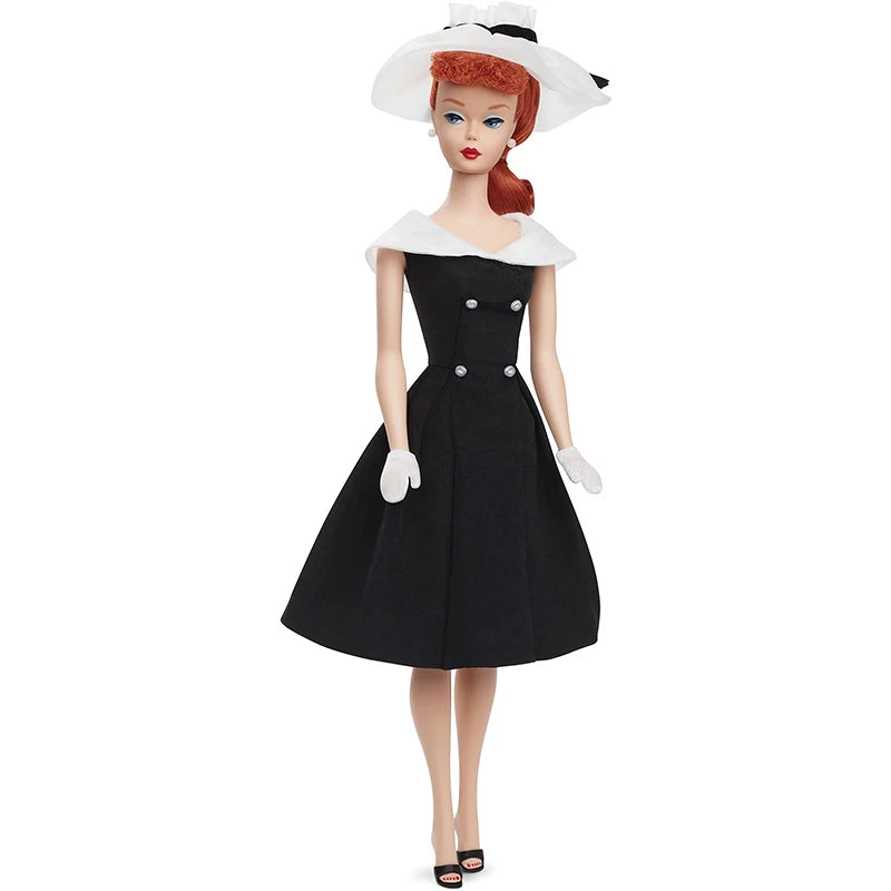 Barbie Signature 1962 After 5 Silkstone Barbie Doll Reproduction Wearing a Black and White Princess Dress Collection Toy HBY14