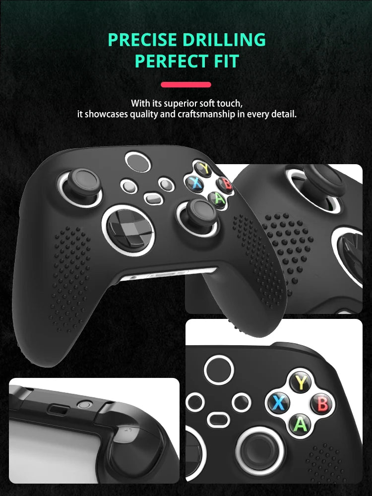 DATA FROG Silicone Soft Shell Protector Sticker Skin For Xbox Series X/S Game Controller Case XS XSX Thumb Stick Grip Cap Cover