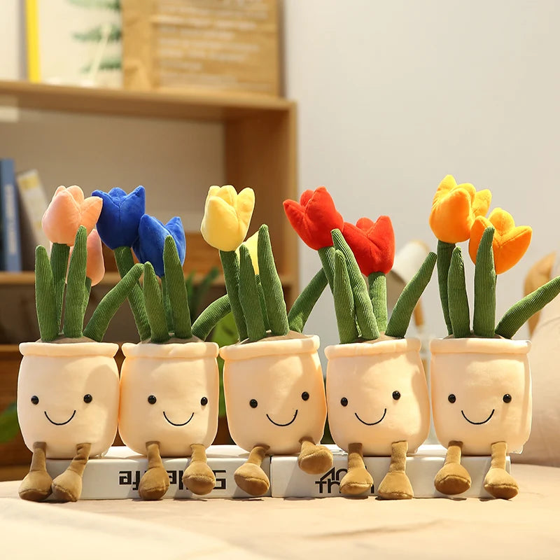 Cartoon Cute Hot Sale Cake Plush Doll Pendant Succulent Flower Tulip Plant Potted Plush Toy Home Decoration Gift For Children