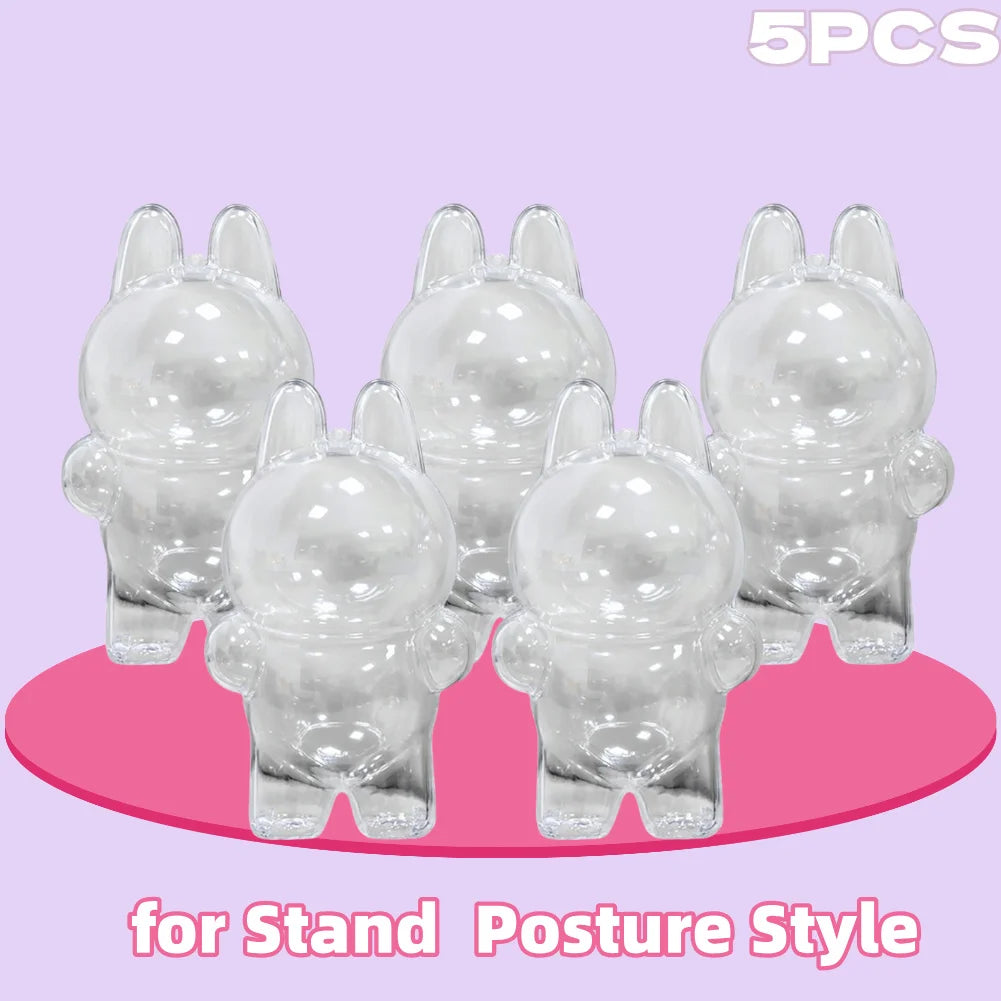 For Labubu Transparent Protective Cover Monster Labubu V2 Sit Party Transparent Protective Shell Monster Toy Storage Case