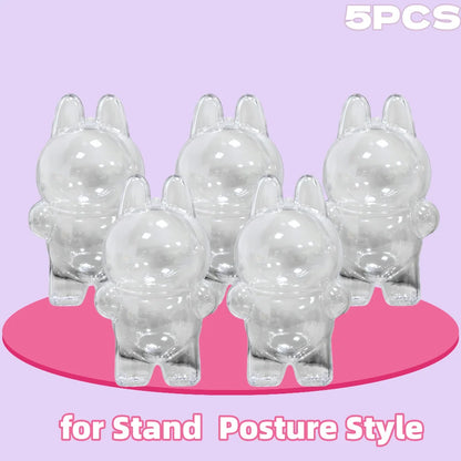 For Labubu Transparent Protective Cover Monster Labubu V2 Sit Party Transparent Protective Shell Monster Toy Storage Case