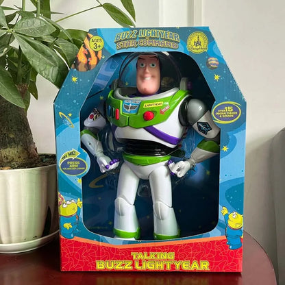 Story 3 4 Talking Woody Jessie Buzz Action Figures Real Cloth Body Doll Model Toys Voice Doll Collection Desk Ornament
