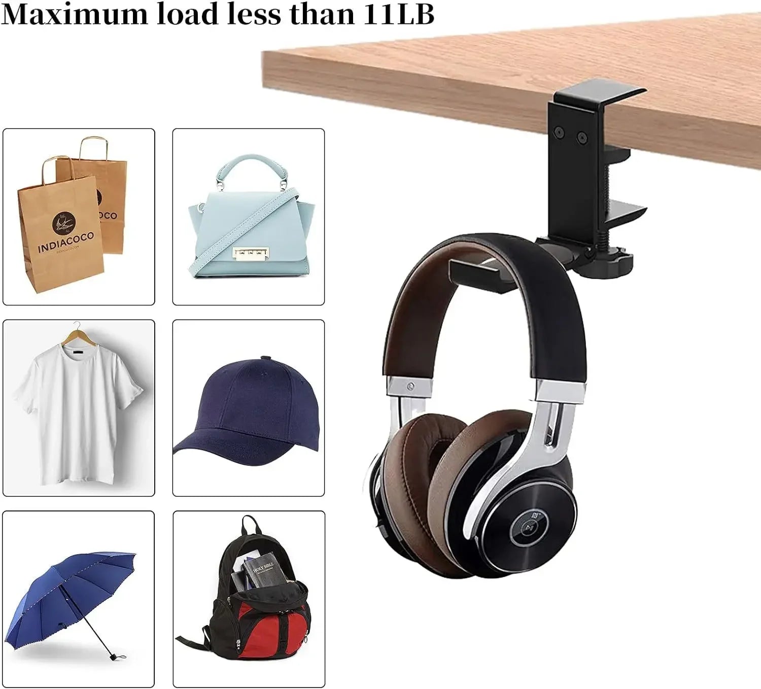 Earphone holder no punching cup holder desktop storage hook holder 360 degree rotating clothes backpack game controller holder