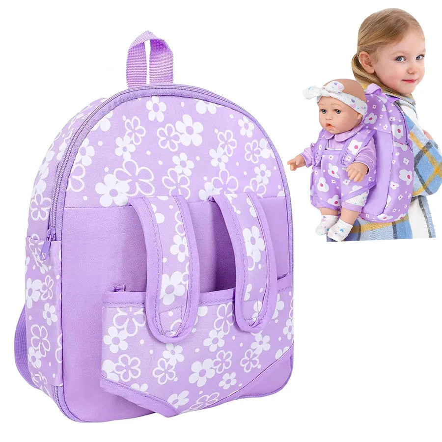 Fashion Newborn Backpack Doll Cute Flower Handbag for Girls Dolls Out Going Carry Bag Christmas Birthday Gift
