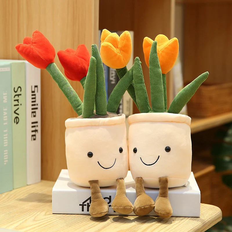 Cartoon Cute Hot Sale Cake Plush Doll Pendant Succulent Flower Tulip Plant Potted Plush Toy Home Decoration Gift For Children