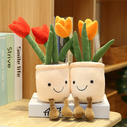 Cartoon Cute Hot Sale Cake Plush Doll Pendant Succulent Flower Tulip Plant Potted Plush Toy Home Decoration Gift For Children
