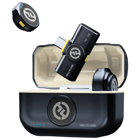 Hollyland Lark M2 Microfone de lapela sem fio para iPhone Android Câmera com cancelamento de ruído para gravação de vídeo Microfone de streaming