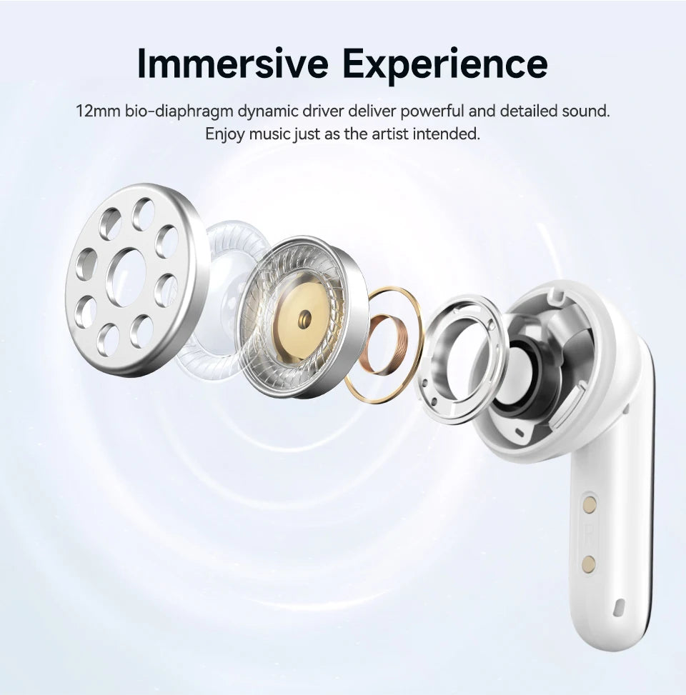 QCY Melobuds N50 ANC Bluetooth 5.4 Wireless Earphones Active Noise Cancellation 6 Mics Clear Call Earbuds Multipoint Connection