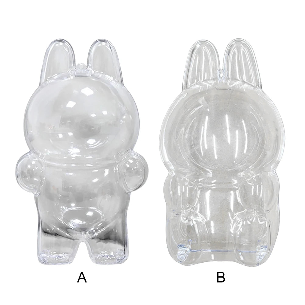 For Labubu Transparent Protective Cover Monster Labubu V2 Sit Party Transparent Protective Shell Monster Toy Storage Case