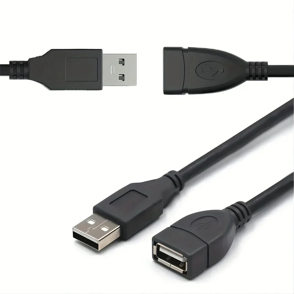 2pcs 3.3ft USB 2.0 A Male to A Female Data Sync Black Charger Extension Cable Cord USB A for PC Laptop Keyboard Extender Cord