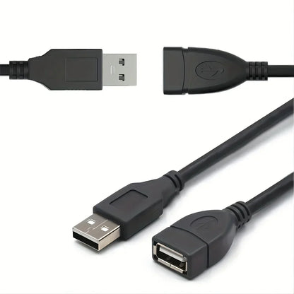 2pcs 3.3ft USB 2.0 A Male to A Female Data Sync Black Charger Extension Cable Cord USB A for PC Laptop Keyboard Extender Cord