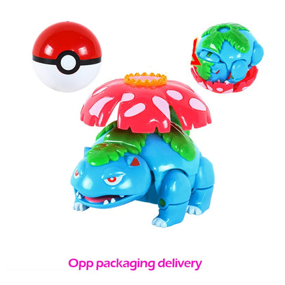 Figure Pokemon Pokeball transform Pikachu Charizard Venusaur Blastoise Mewtwo Gyarados Solgaleo Lunala Eevee poke ball toy gift