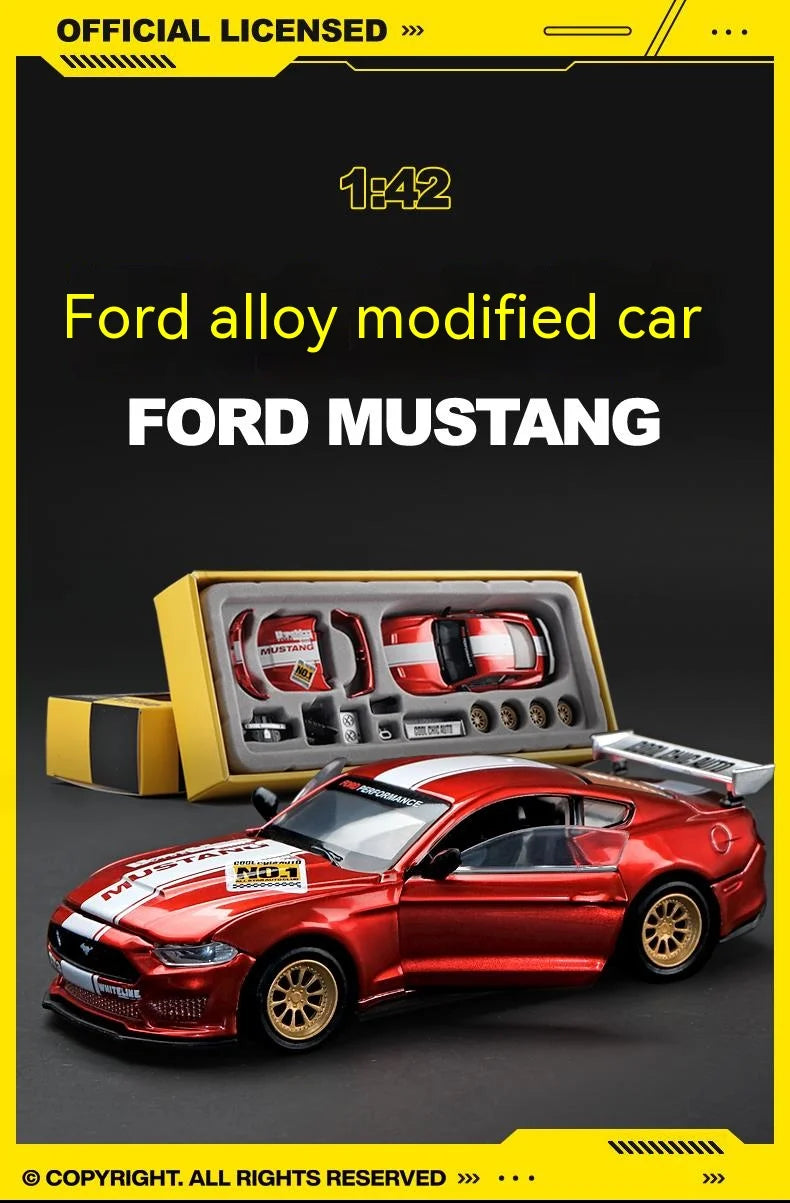CCA DIY Customizable 1:43 Scale Ford Mustang Alloy Car Model Kit - Unique Racing Car Collectible for Hobbyists & Enthusiasts