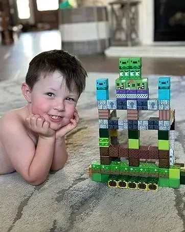 Magnetic Building Blocks Mine World Magnet Cube Set for Boy Girl Kid Age 3+ DIY Model Children STEM Educational Sensory Toy