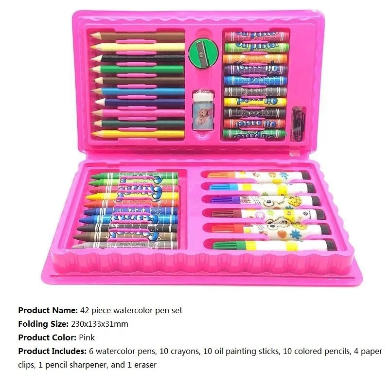 42/68/86/150/168/208pcs Childeren's Painting Brush Full Set Watercolor Pen Crayon with Drawing Board For Kids Art Supplies Gifts