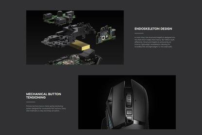 Logitech g502 hero lightpeed mouse para jogos com fio/sem fio 2.4ghz hero 25600dpi rgb adequado para jogadores e-sports mouse